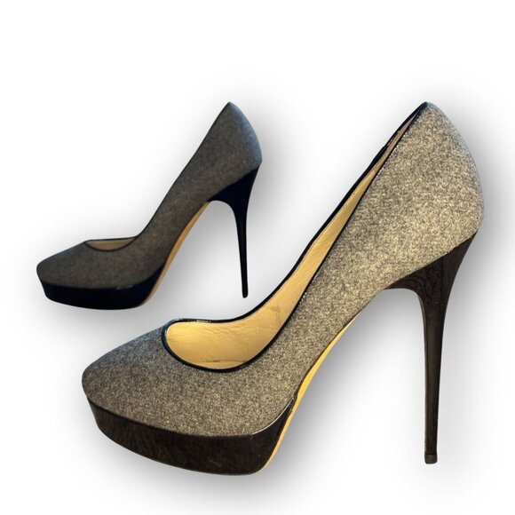 Authentic Jimmy Choo Grey Flannel Cosmic Stiletto Size 39 - Picture 4 of 9